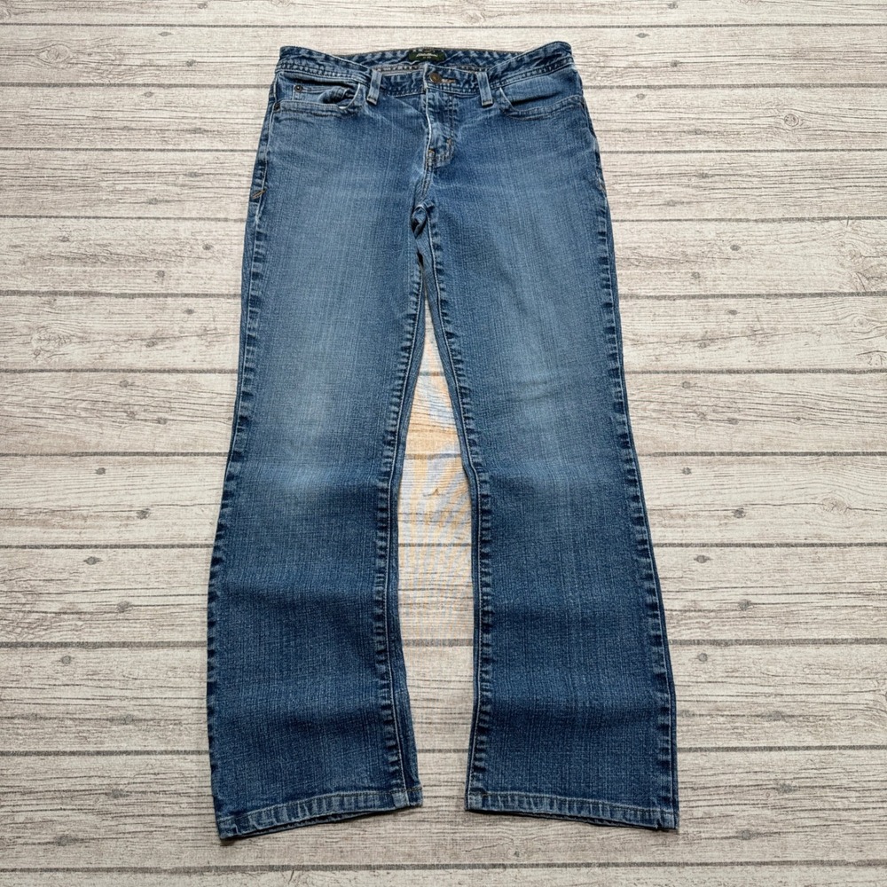 Y2K Eddie Bauer Jeans Women's 6 Blue Denim Curvy Fit Stretch Bootcut Mid Rise